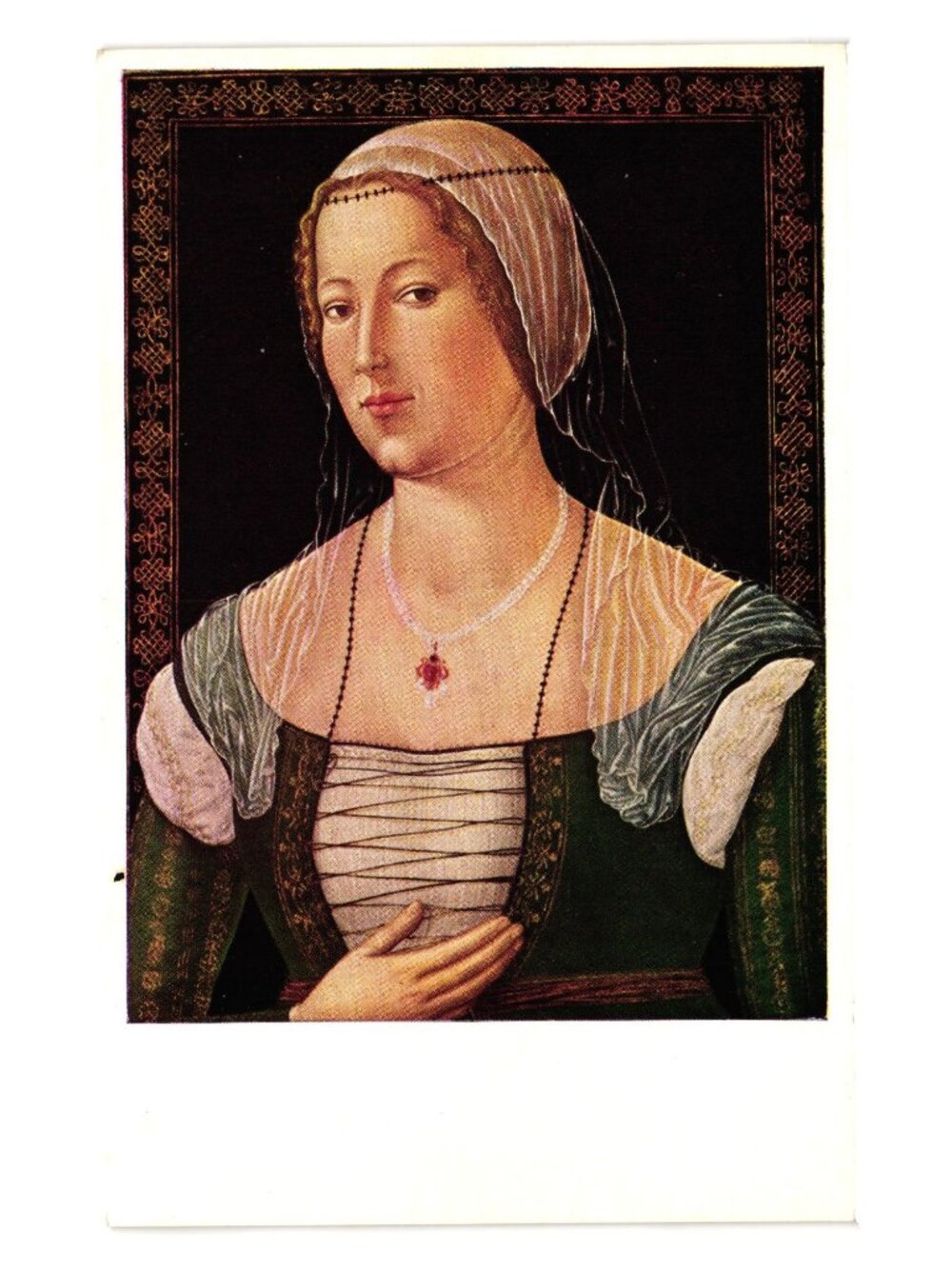 Portrait Of A Young Woman Postcard National Gallery Washington DC Girolamo Di Be